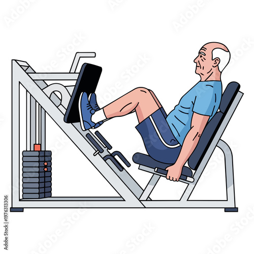 Fit Elderly Man Doing Leg Workout
