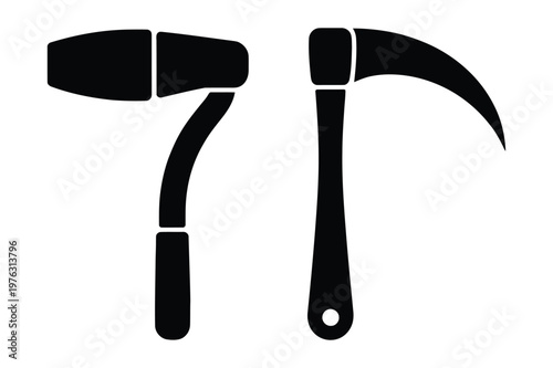 Hammer and sickle vector icons with agriculture industry construction