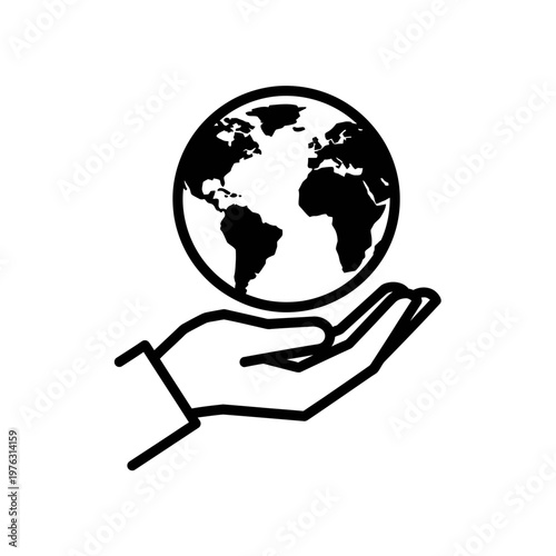 Hand Holding Earth Globe Icon for Environmental Protection