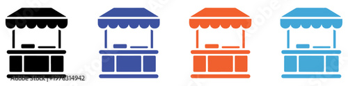 food stall vendor icon set