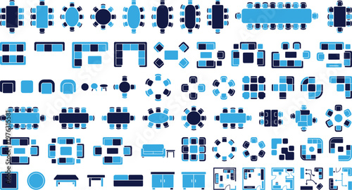 Various floor plan furniture icons for interior design and space planning.