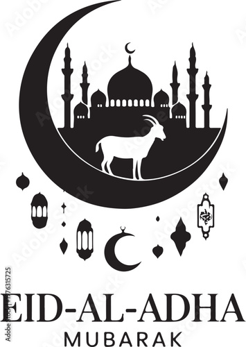 Eid Al Adha Mubarak Islamic Calligraphy Typography Design