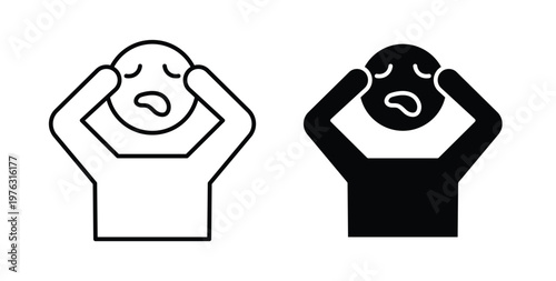 Anxiety icon vector illustration logo design in clipart and strokes