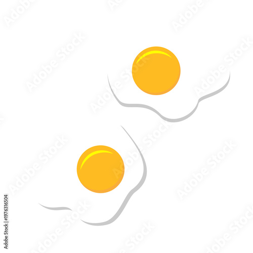 Two fried eggs with yellow yolks isolated on white background vector illustration