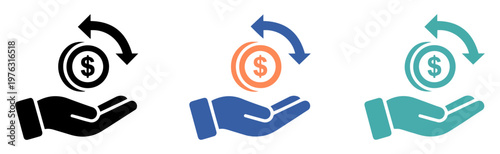 money transfer payment icon set