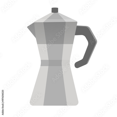 Silver moka pot coffee maker vector illustration isolated on white background