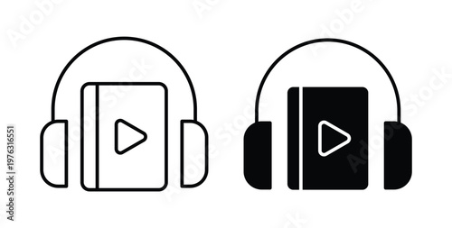 Audiobook icon vector illustration logo design in clipart and strokes