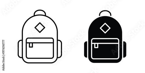 Backpack icon vector illustration logo design in clipart and strokes