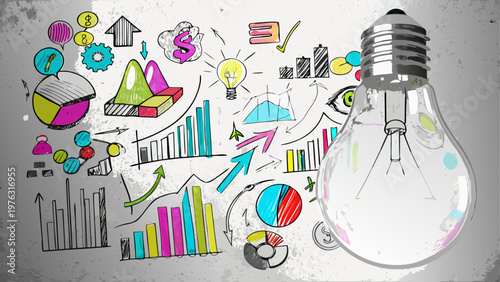 Colorful assortment of office and stationery supplies arranged creatively