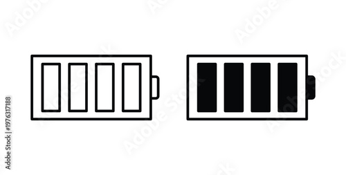 Battery icon vector illustration logo design in clipart and strokes
