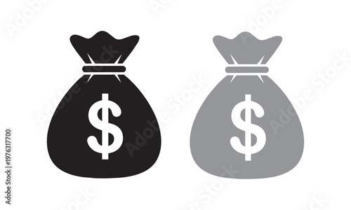 Flat silhouette dollar sign sack graphics for business wealth
