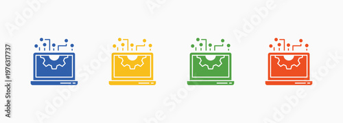 Information Technology Icon Set Color Multiple Style Collection Element For Design