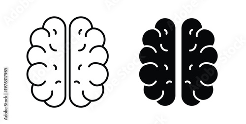 Brain icon vector illustration logo design in clipart and strokes