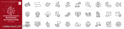 Business Automation, Outline icons collection. Simple vector illustration