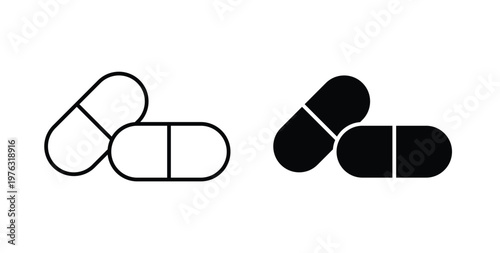 Capsule icon vector illustration logo design in clipart and strokes