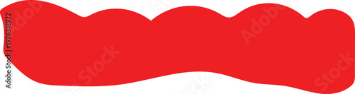 Red wavy hand drawn brush stroke horizontal paint texture element isolated on white background for artistic design and decorative banners.