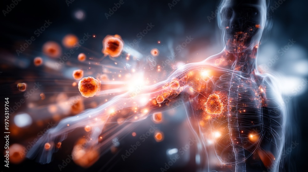 Fototapeta premium Immune System Interaction with Human Body Representation in Abstract Art