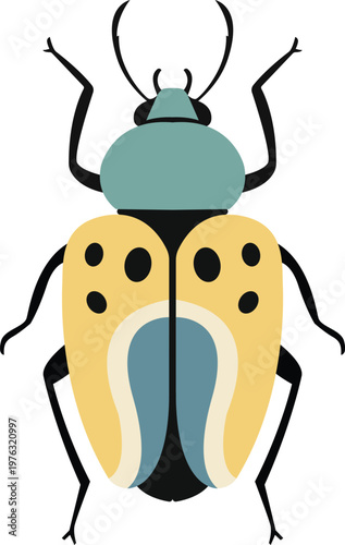 Minimalist beetle vector illustration modern flat insect design colorful symmetrical bug icon logo abstract nature clipart clean geometric pattern wildlife graphic isolated background art