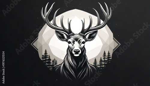 Majestic Stag with Antlers in Pixel Art Style.