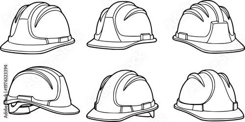 Set of Construction helmet icons. Cartoon hard hat icon.