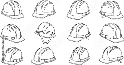 Set of Construction helmet icons. Cartoon hard hat icon.
