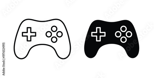 Game controller icon vector illustration logo design in clipart and strokes