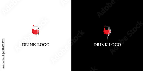 Drink Logo with abstract glass and drink splash vector illustration.