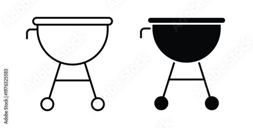 Grill icon vector illustration logo design in clipart and strokes