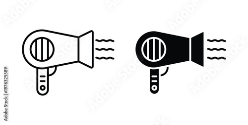 Hair dryer icon vector illustration logo design in clipart and strokes