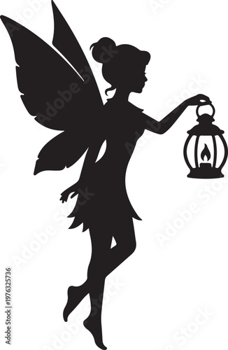 Black silhouette of a mythical fairy.