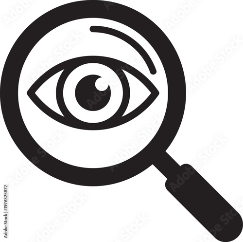Eye scrutinized by magnifying glass scrutiny concept