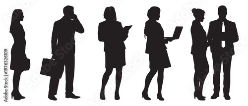Business People Silhouettes Vector - Professional Corporate Team EPS