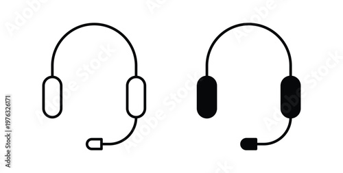 Headphone icon vector illustration logo design in clipart and strokes