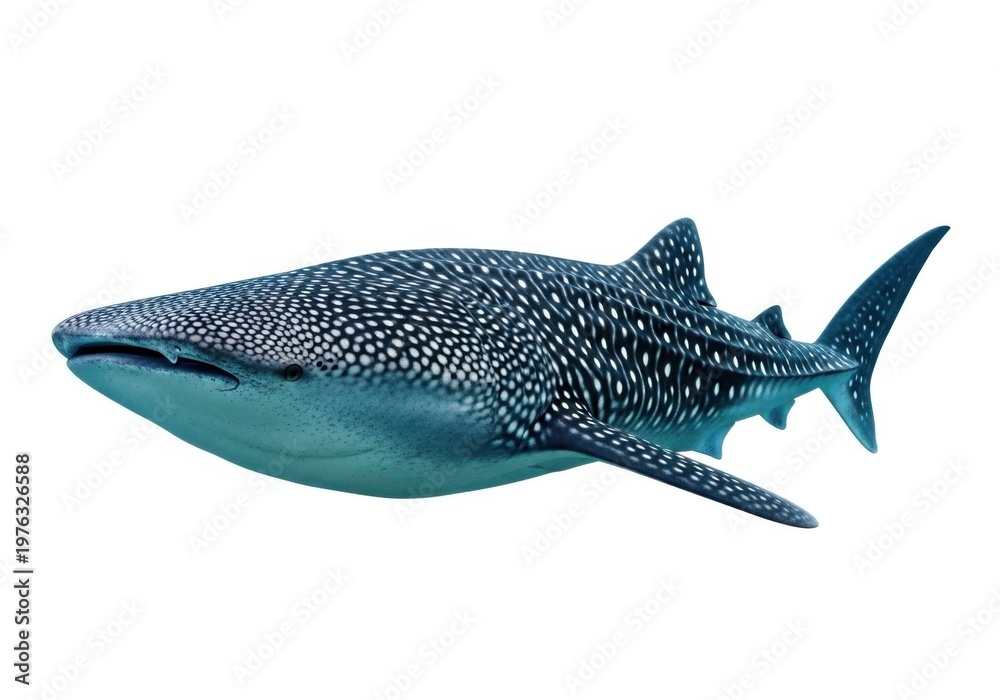 Fototapeta premium Whale shark swimming isolated on white background