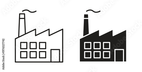 Industrial factory icon vector illustration logo design in clipart and strokes