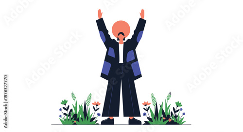 Businessman celebrating, happy entrepreneur, joyful professional, arms raised in triumph