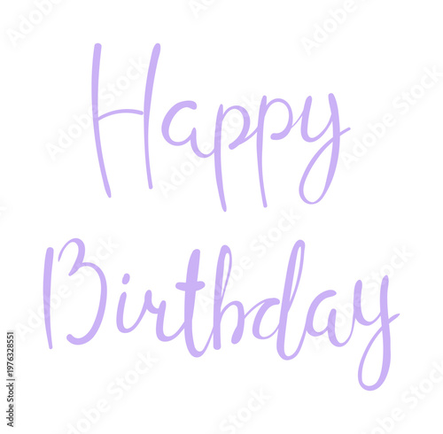 Happy Birthday hand lettering quote isolated. Kid birthday party, celebration. Hand written text, brush calligraphy. Hand drawn vector illustration, design element, clip art on transparent background