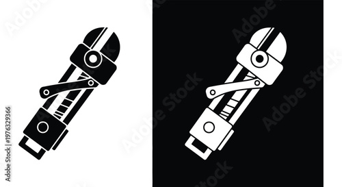 Two contrasting depictions of pliers one light and one dark silhouette 