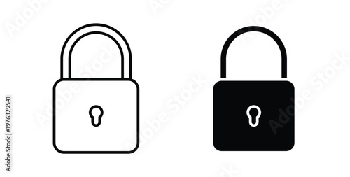 Lock closed icon vector illustration logo design in clipart and strokes