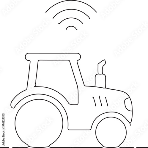Hand drawn vector illustration of vintage tractor on farm machinery icon style