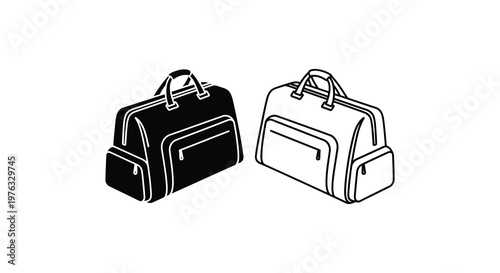 Two duffel bags in contrasting shades a striking graphic silhouette
