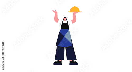 Geometric worker, construction laborer, blue overalls, yellow hard hat, minimalist illustration