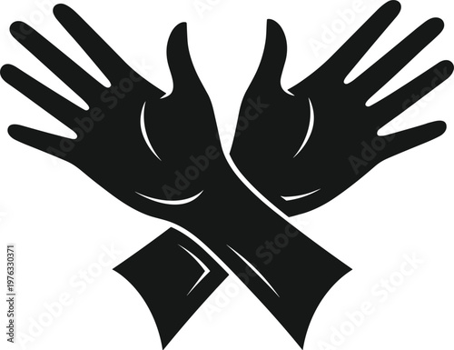 Crossed Hands Illustration, Black and White Vector Art for Symbolizing Unity, Strength, and Solidarity