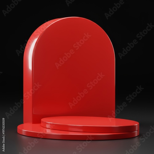 Red 3D Product Display Podium