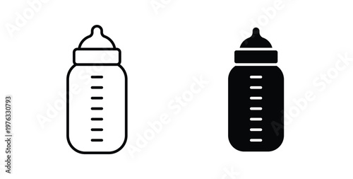 Milk bottle icon vector illustration logo design in clipart and strokes
