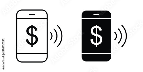 Mobile banking icon vector illustration logo design in clipart and strokes