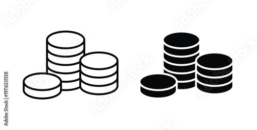 Money coin icon vector illustration logo design in clipart and strokes