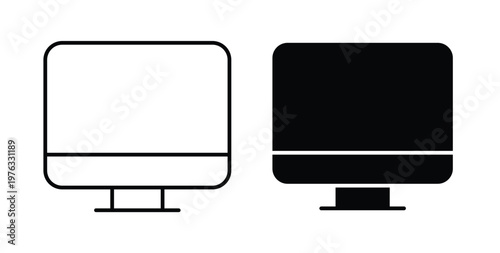Monitor icon vector illustration logo design in clipart and strokes