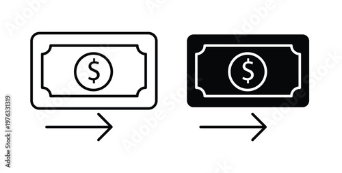 Money Transfer icon vector illustration logo design in clipart and strokes