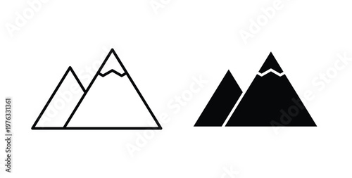 Mountain icon vector illustration logo design in clipart and strokes